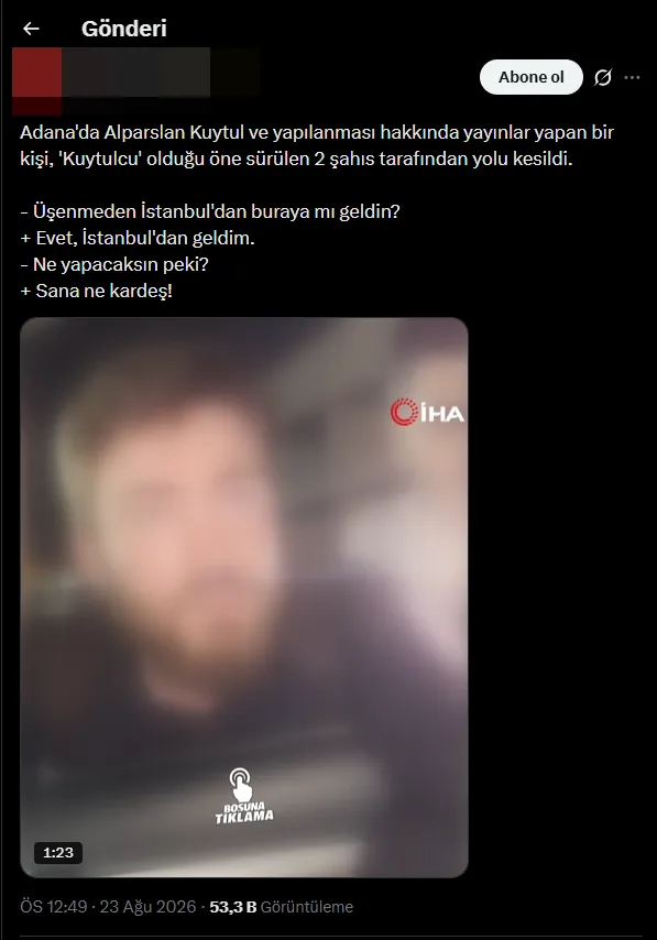 Furkan Gönüllülerinin röportaj yapan bir şahsın yolunu kestikleri iddiası.