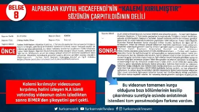 21 Temmuz 2016 tarihli BİMER şikâyetinin metni ile aynı vatandaşın şikâyetini geri çektiği ikinci başvurunun yan yana konmuş taraması